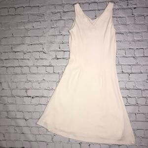 Petite Sophistication Cream Vneck Dress